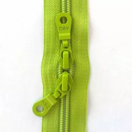 30" Double Pull Zipper/Lime Green