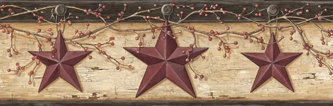 3123-44603 Ennis Maroon Rustic Barn Star Border