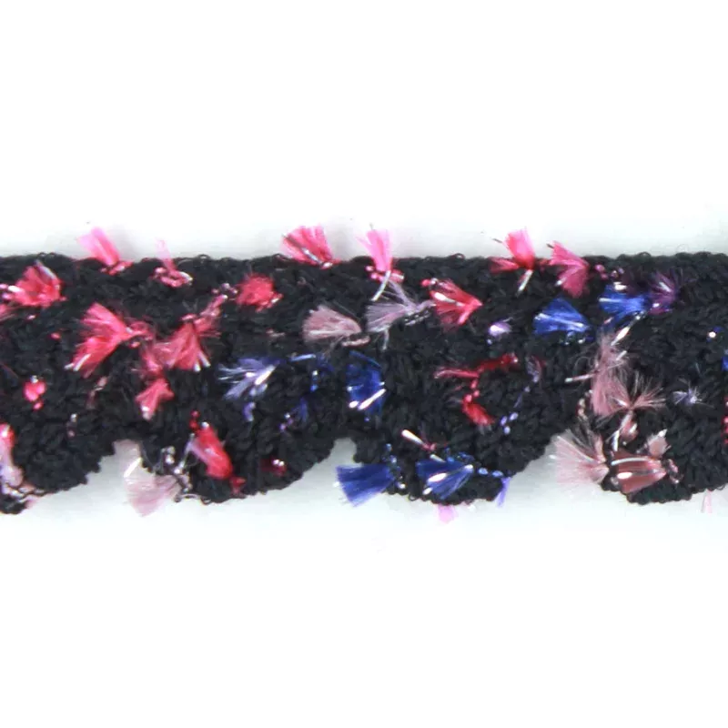 7/8″ Black & Plum Braided Wool Edging Trim