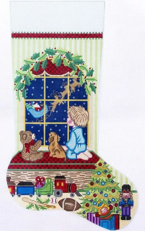 Alexa Designs –Boy Looking Out Window Stocking