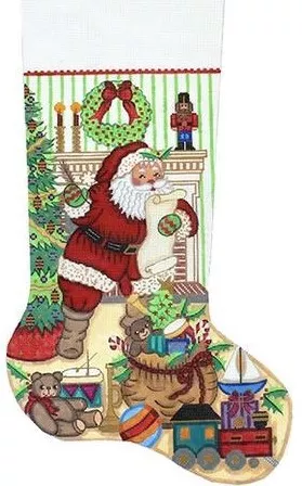 Alexa Designs – Santa Checking List Boy Stocking