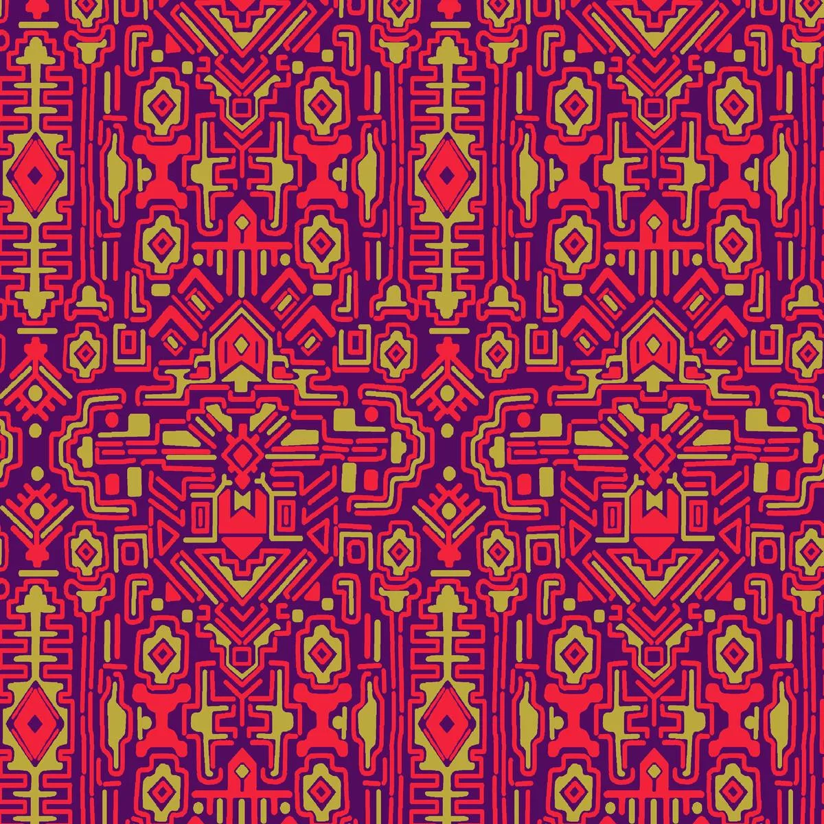 Angular Aztec on Fuchsia Fabric