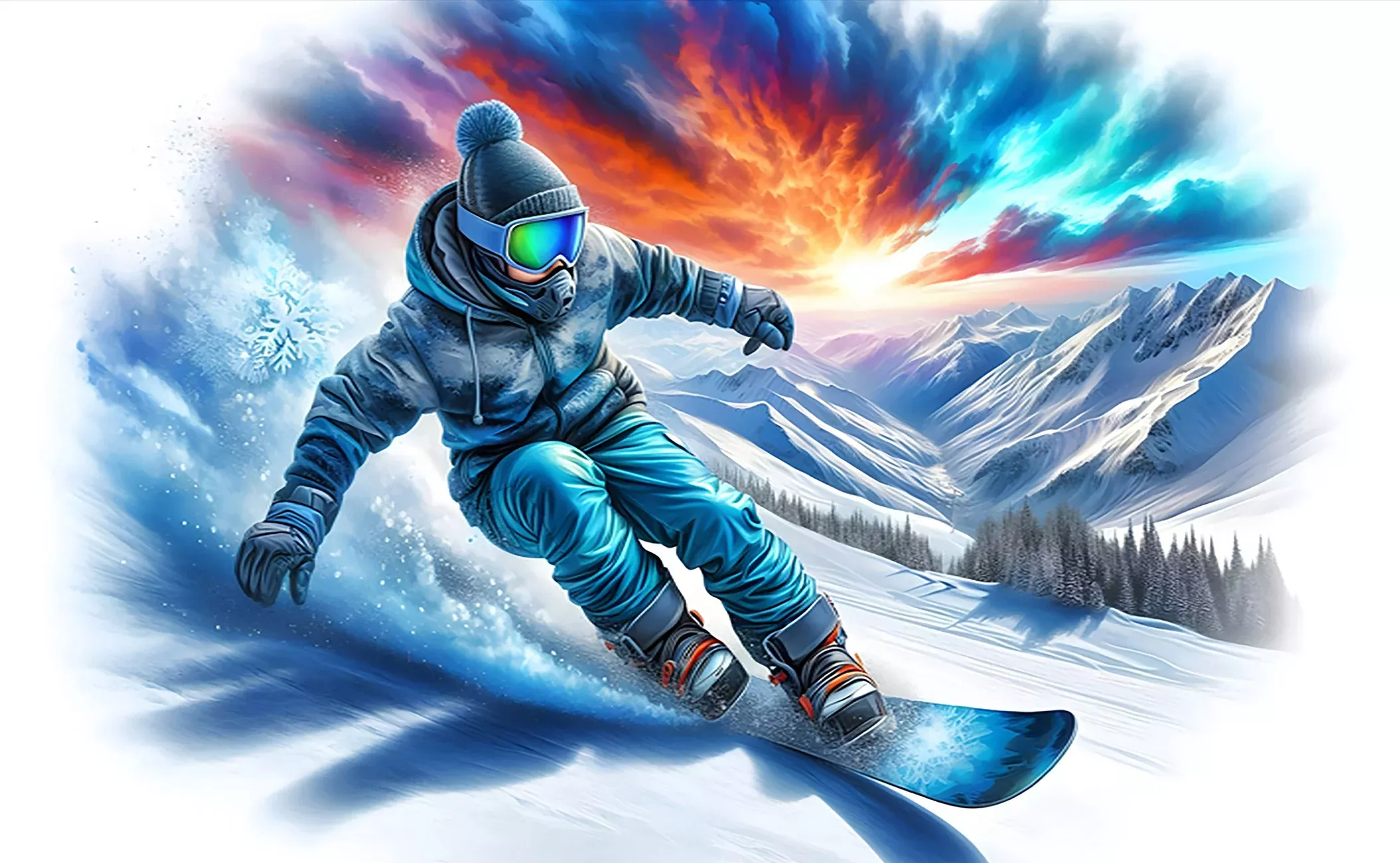 Animated Snowboarder 15x9.5in Panel