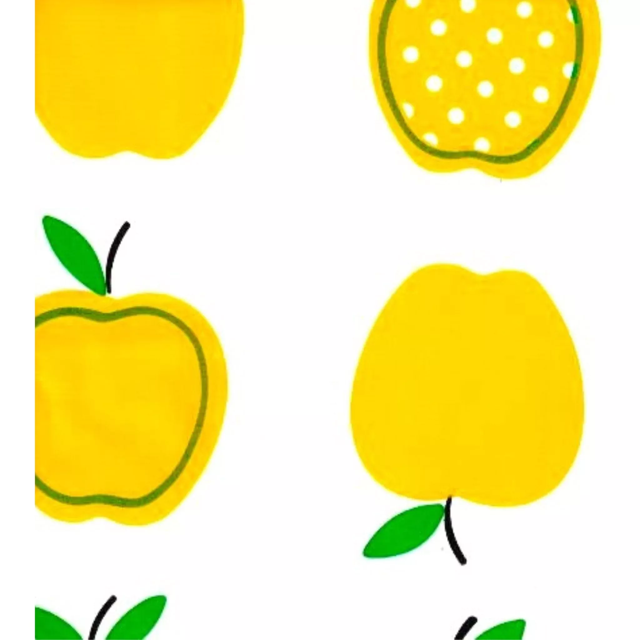 Apples and Dots Yellow Oilcloth Fabric