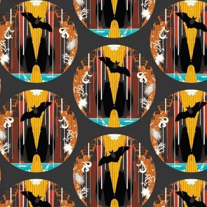 Bat Cave/Grey Multi: Halloween (Charley Harper)