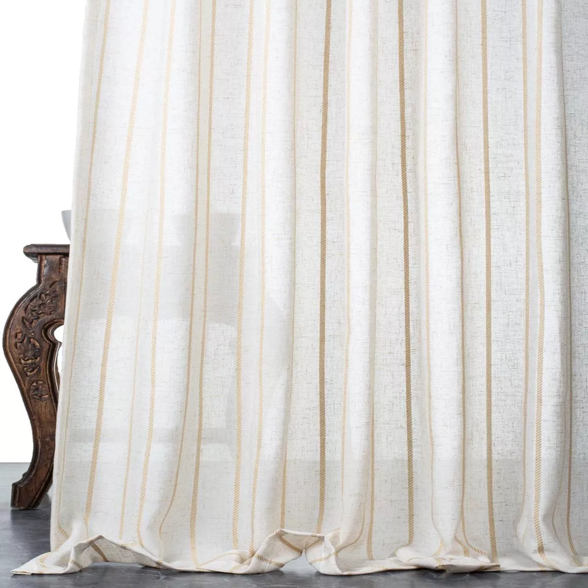 ‘Birch Bark’ Fabric by the Yard (White/ Mustard Beige)