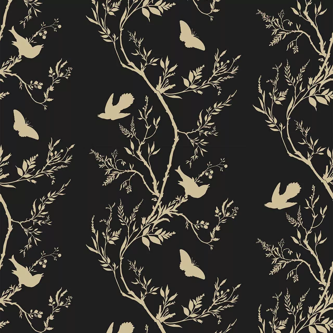 Birdbranch Stripe Gold Peral On Black