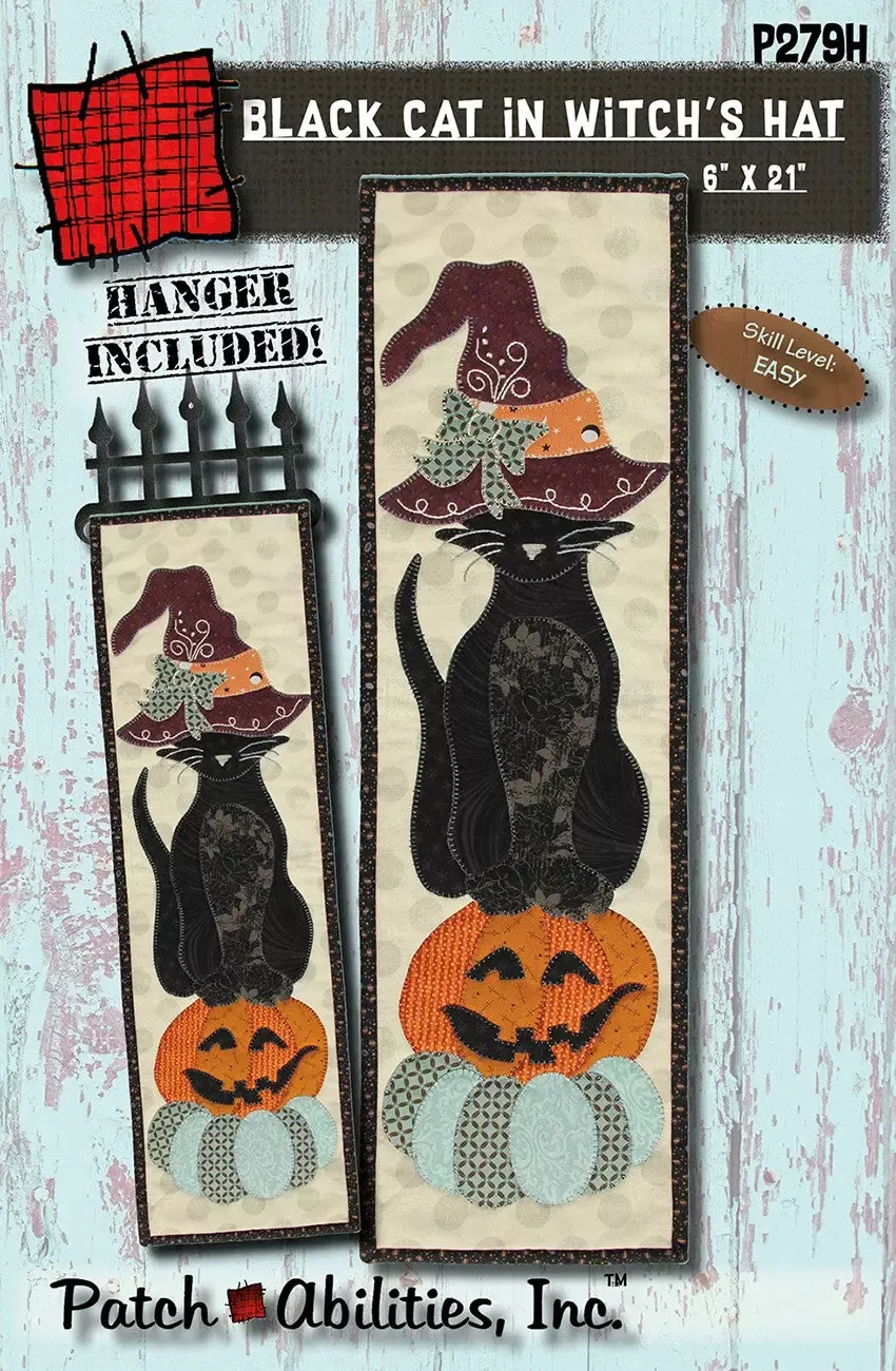Black Cat in Witch's Hat with Hanger