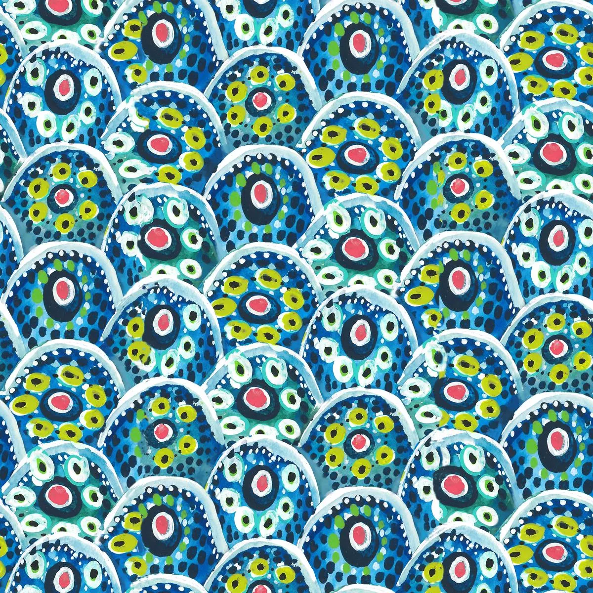 Blue Paisley Circles Fabric
