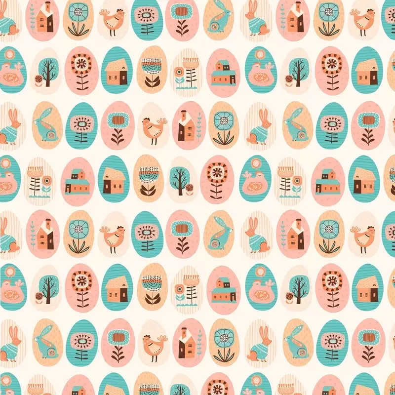 Boho Easter Egg Elements Fabric