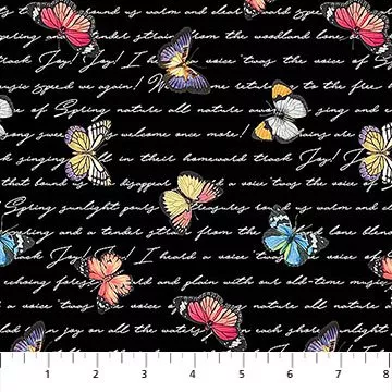 Butterfly Script/Black Multi: Botanica