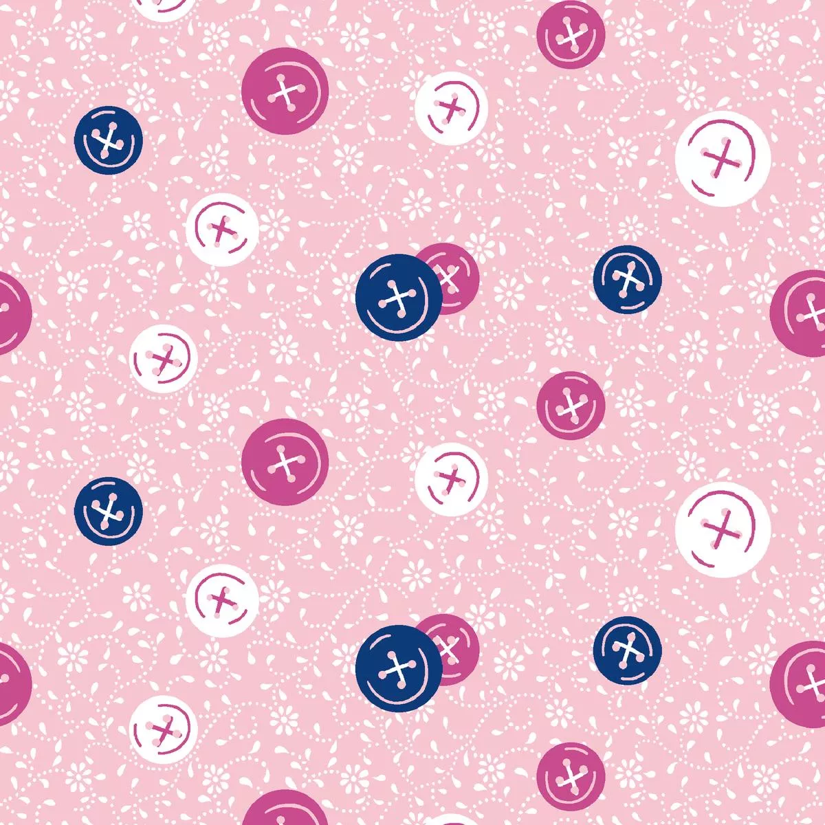 Button Bliss, Baby Pink Fabric