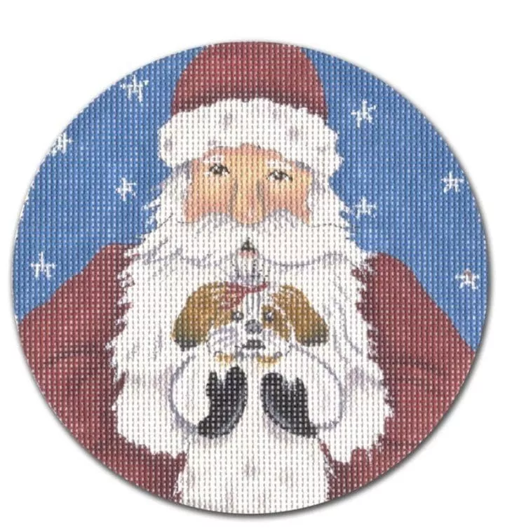 CBK Needlepoint Collections – Santa Holding Dog