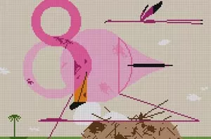 Charley Harper Needlepoint – Flamingos