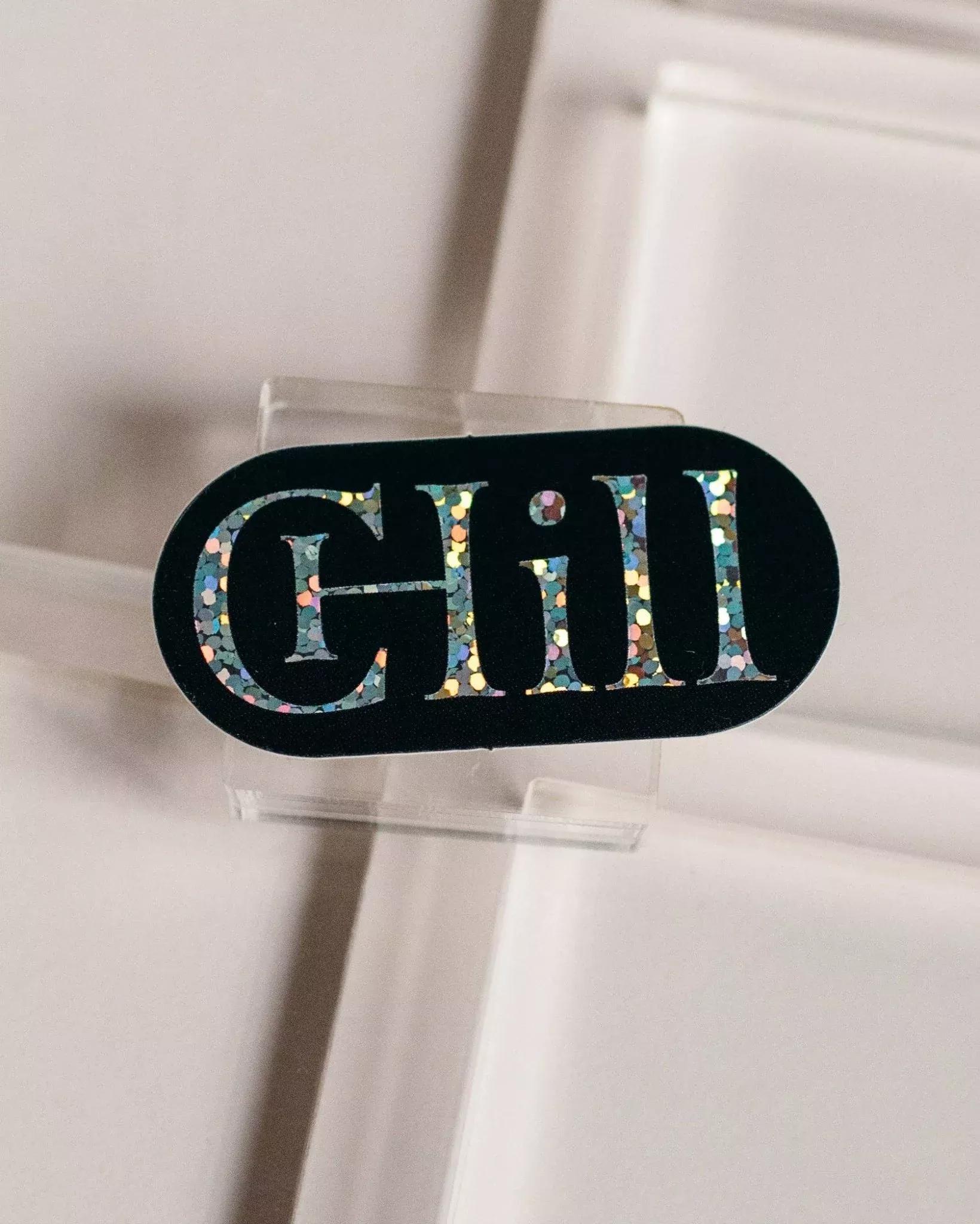Chill Pill Black Sparkle Sticker