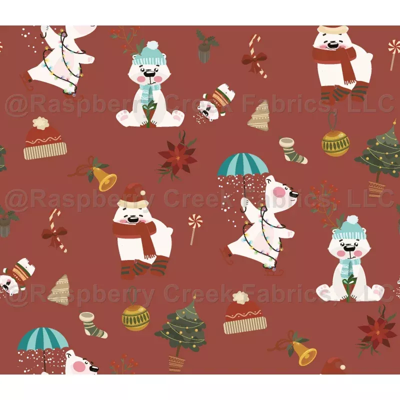 Christmas Bears on Red