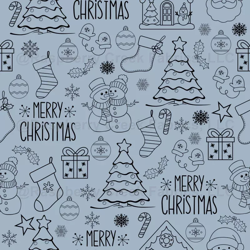 Christmas Outlines on Light Gray Blue – large
