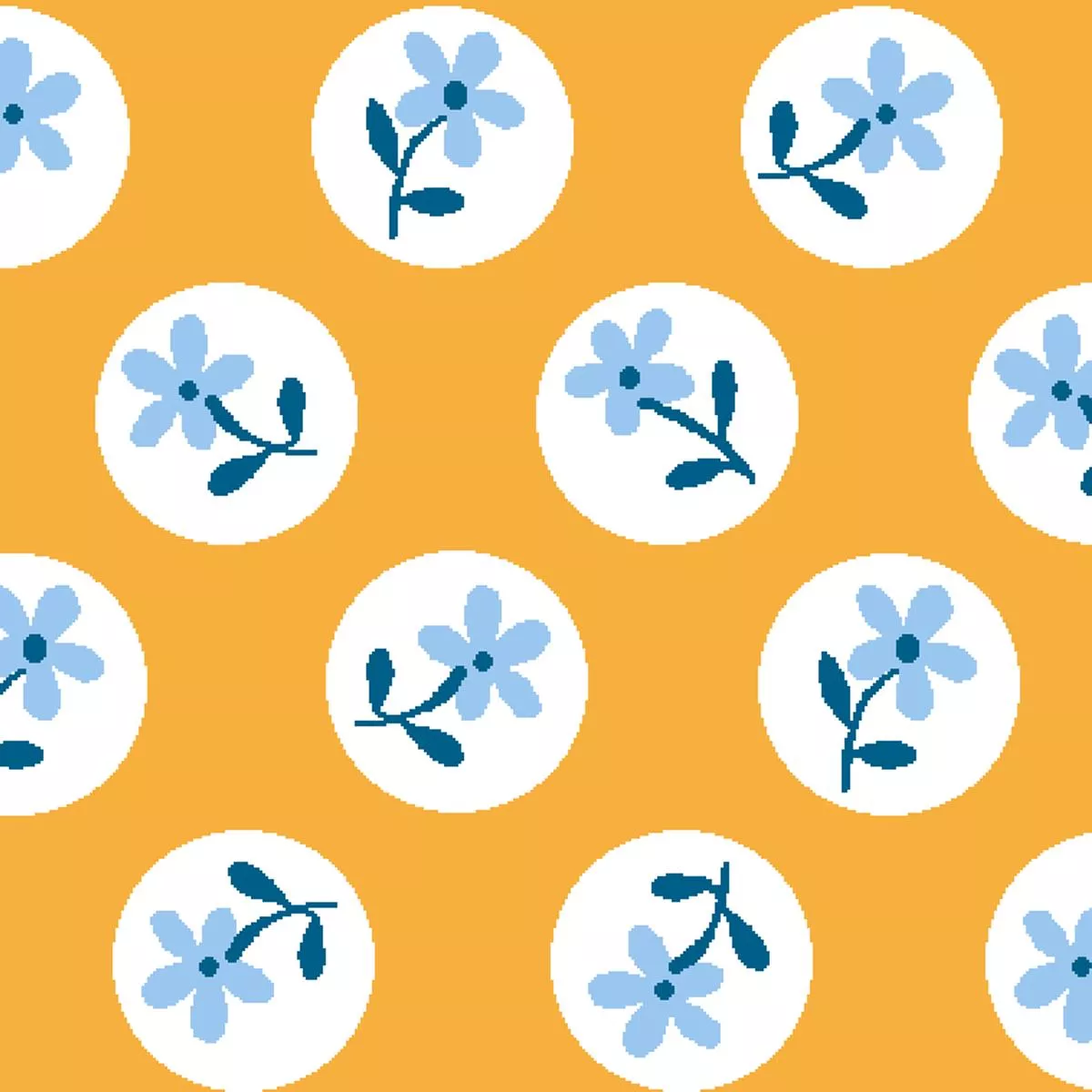 Circle Sprouts, Mustard Fabric