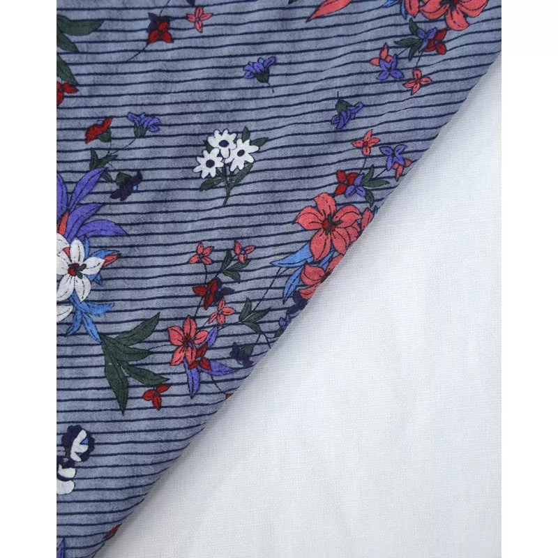 COTTON POLYESTER CREPE BLENDED PRINTED FABRIC