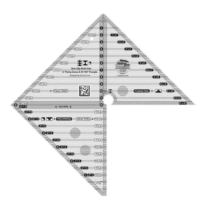 Creative Grids – 6″ Flying Geese – 45/90 Triangle Ruler