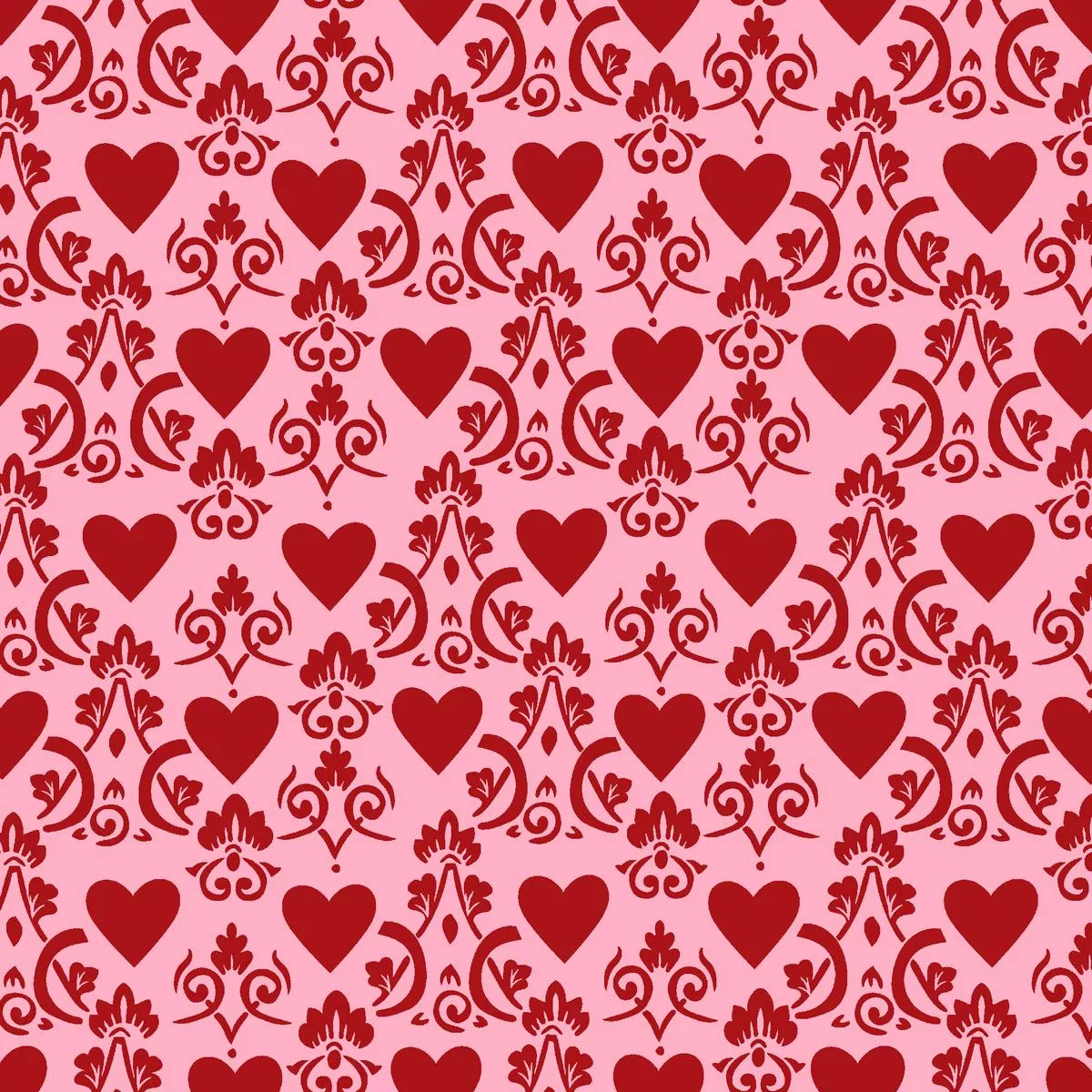 Damasked Heart on Blush Fabric