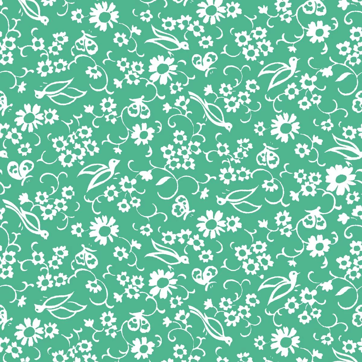 Dancing Daisies – Green Garden Fabric