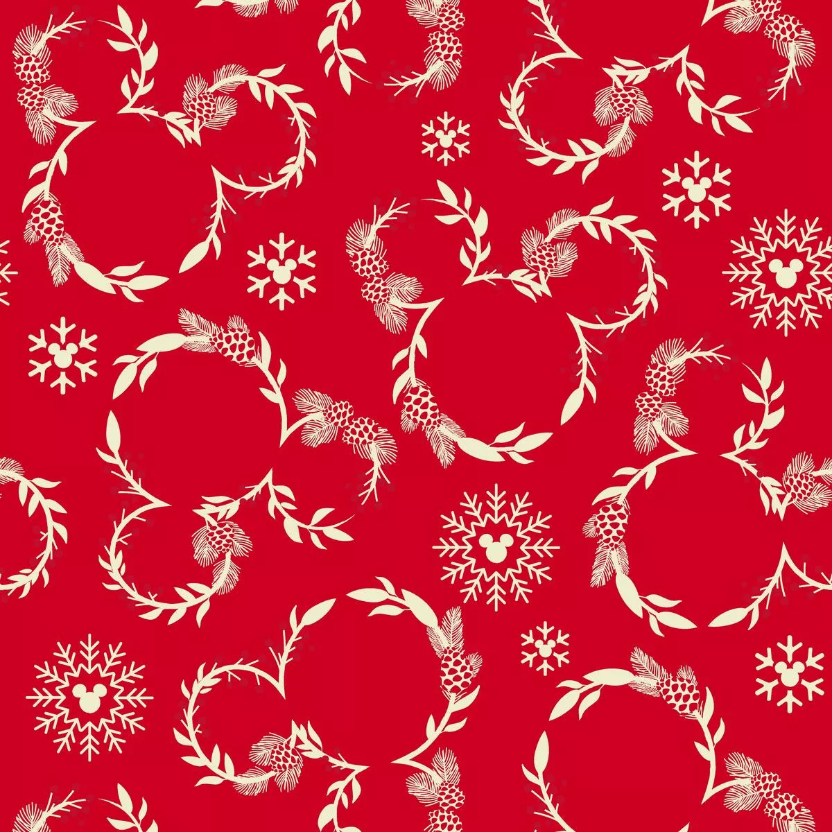 Disney Mickey Mouse Yuletide Wreath on Red
