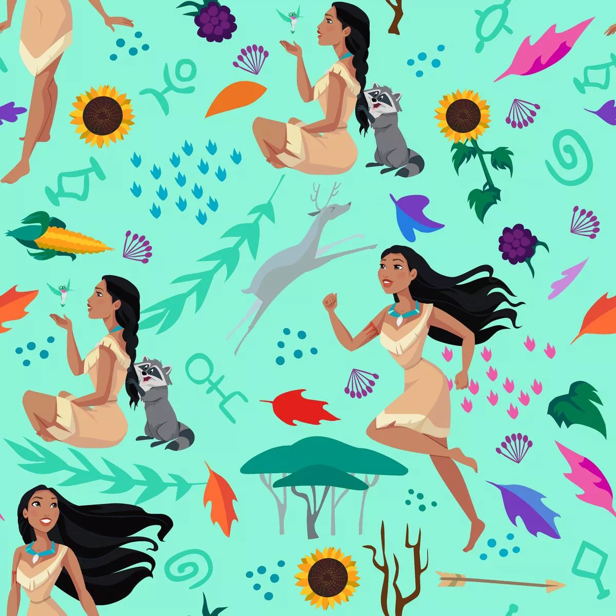 Disney Pocahontas Forest Dreamscape Fabric