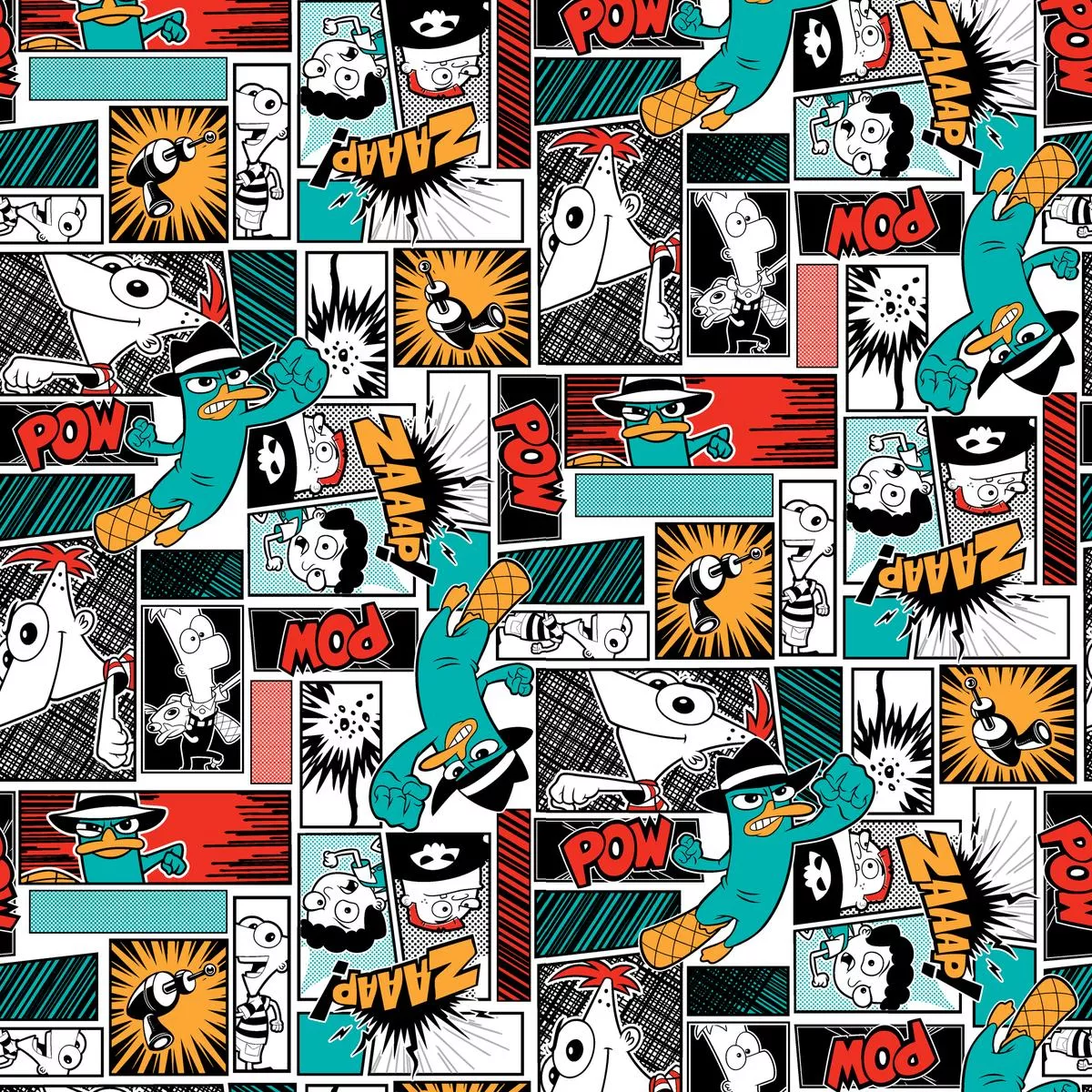 Disney’s Phineas & Ferb Comic Book Collage Fabric
