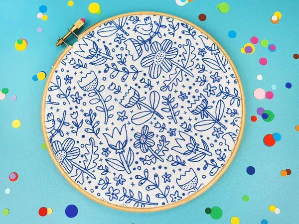 Doodle Floral Handmade Embroidery Kit Hoop Art