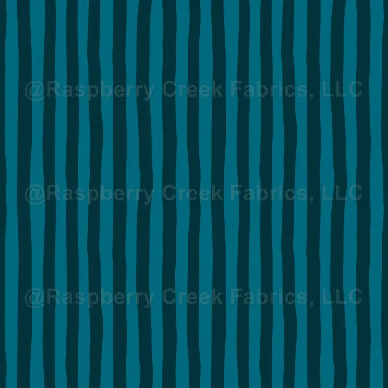 Duck Blue & Dark Peacock Blue Wonky Stripes
