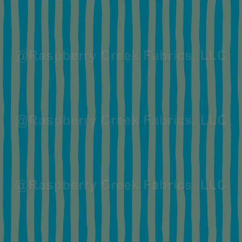 Duck Blue & Gray-Green Wonky Stripes