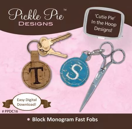 Embroidery CD Block Monogram Fast Fobs (Pickle Pie)