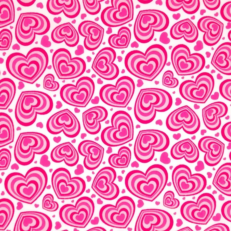 Falling Hearts – Polycotton – Pink