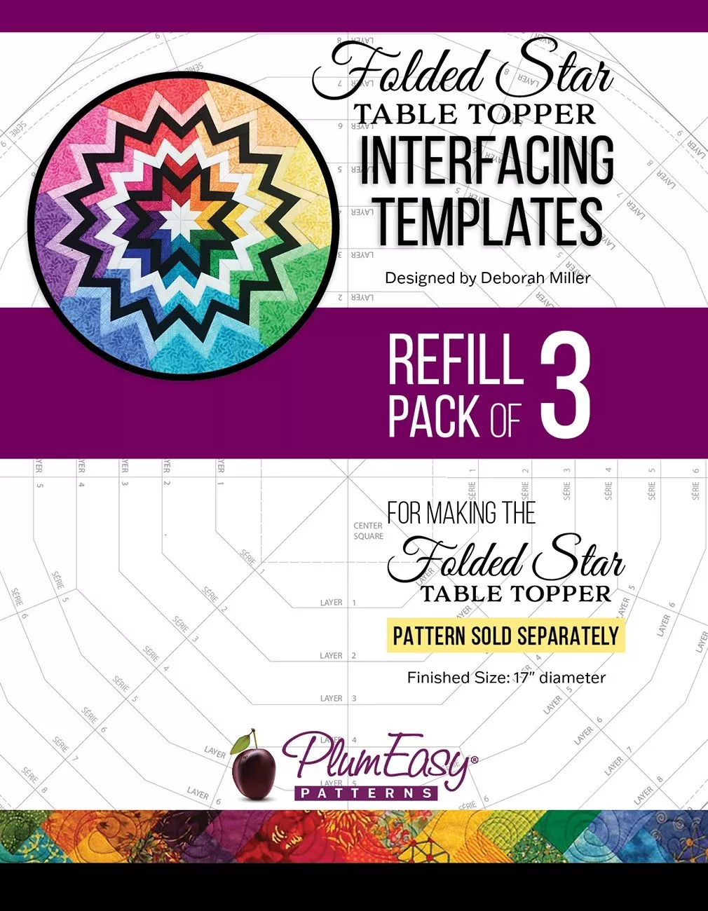 Folded Star Table Topper Interfacing Template - 3pk