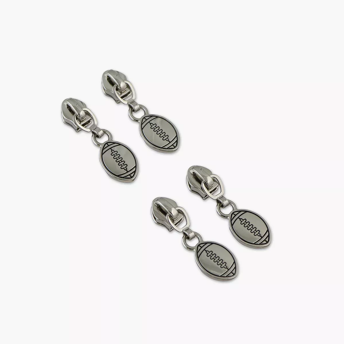 Four #5 Football Zipper Pulls