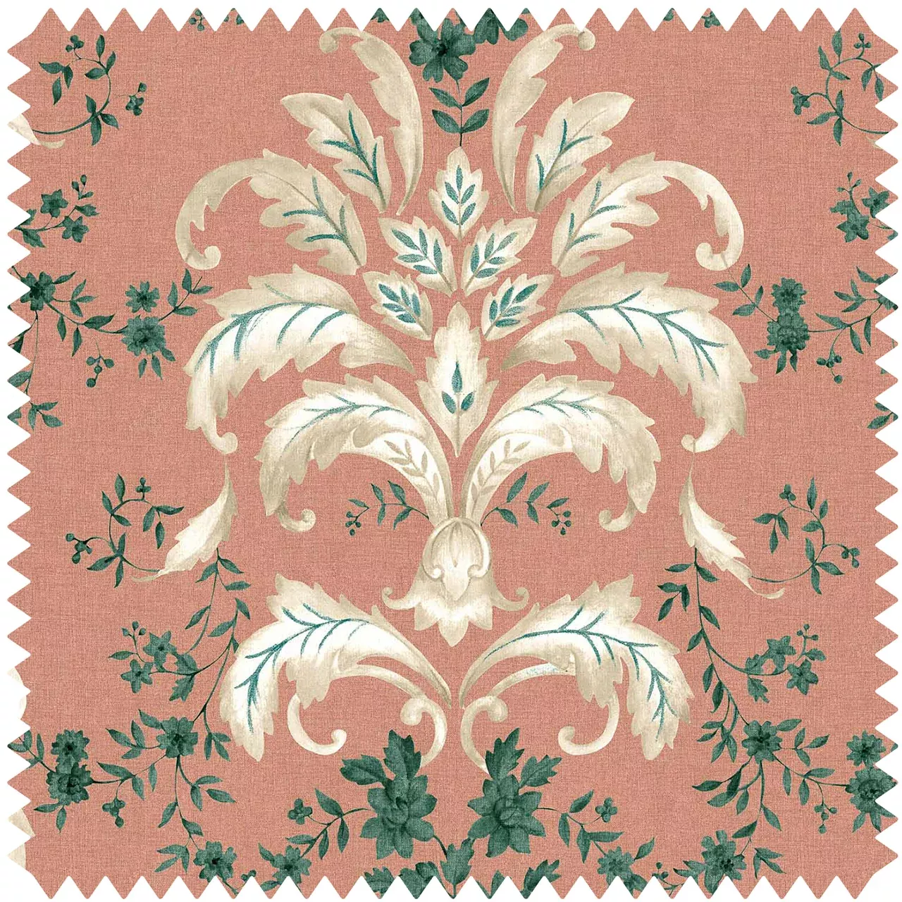 French Damask Cotton Coral