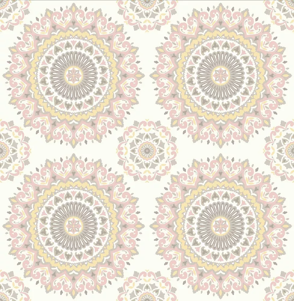 Gemma Light Pink Boho Medallion Wallpaper