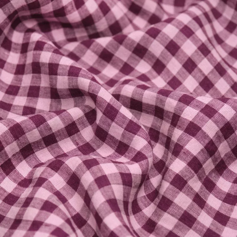 Gingham Soft Washed Linen – Grape Jelly