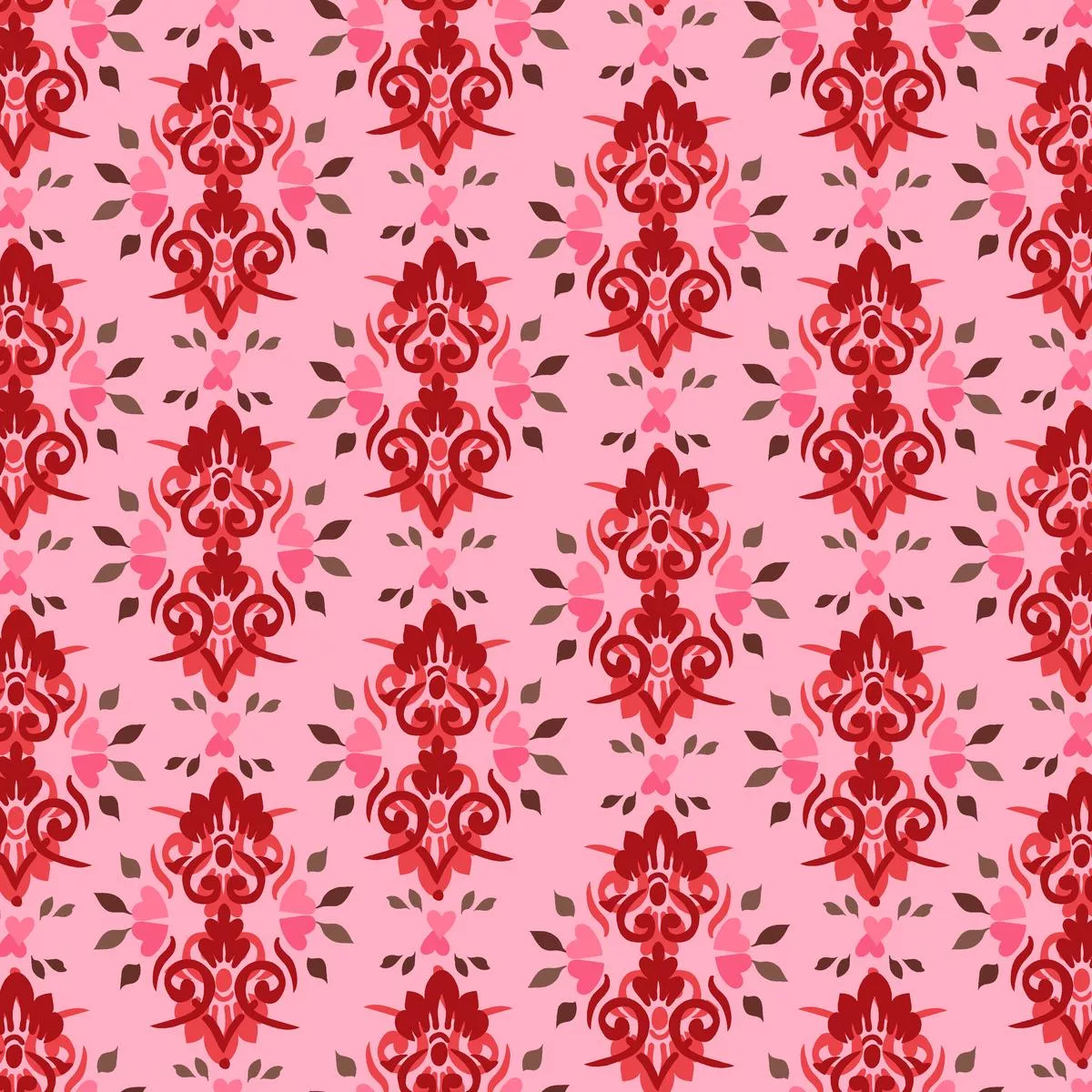 Hearts A Fire on Ruby Fabric