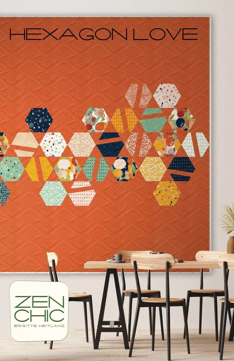 Hexagon Love Quilt Pattern by Zen Chic