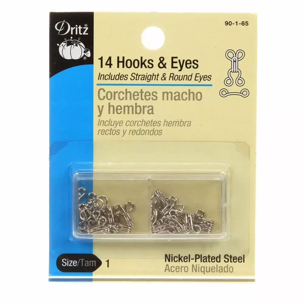 Hooks & Eyes Size 2 - Nickel - 14 count