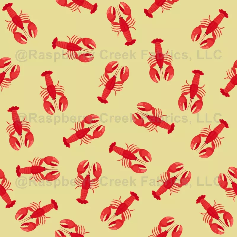 Illustrated Red Lobsters on Light Yellow