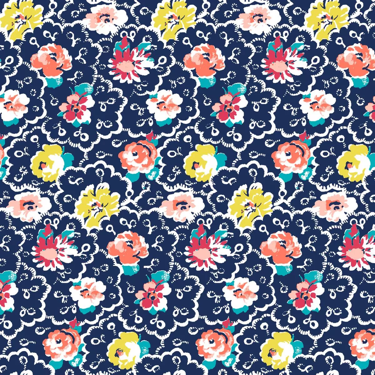 Juniper on Navy Fabric