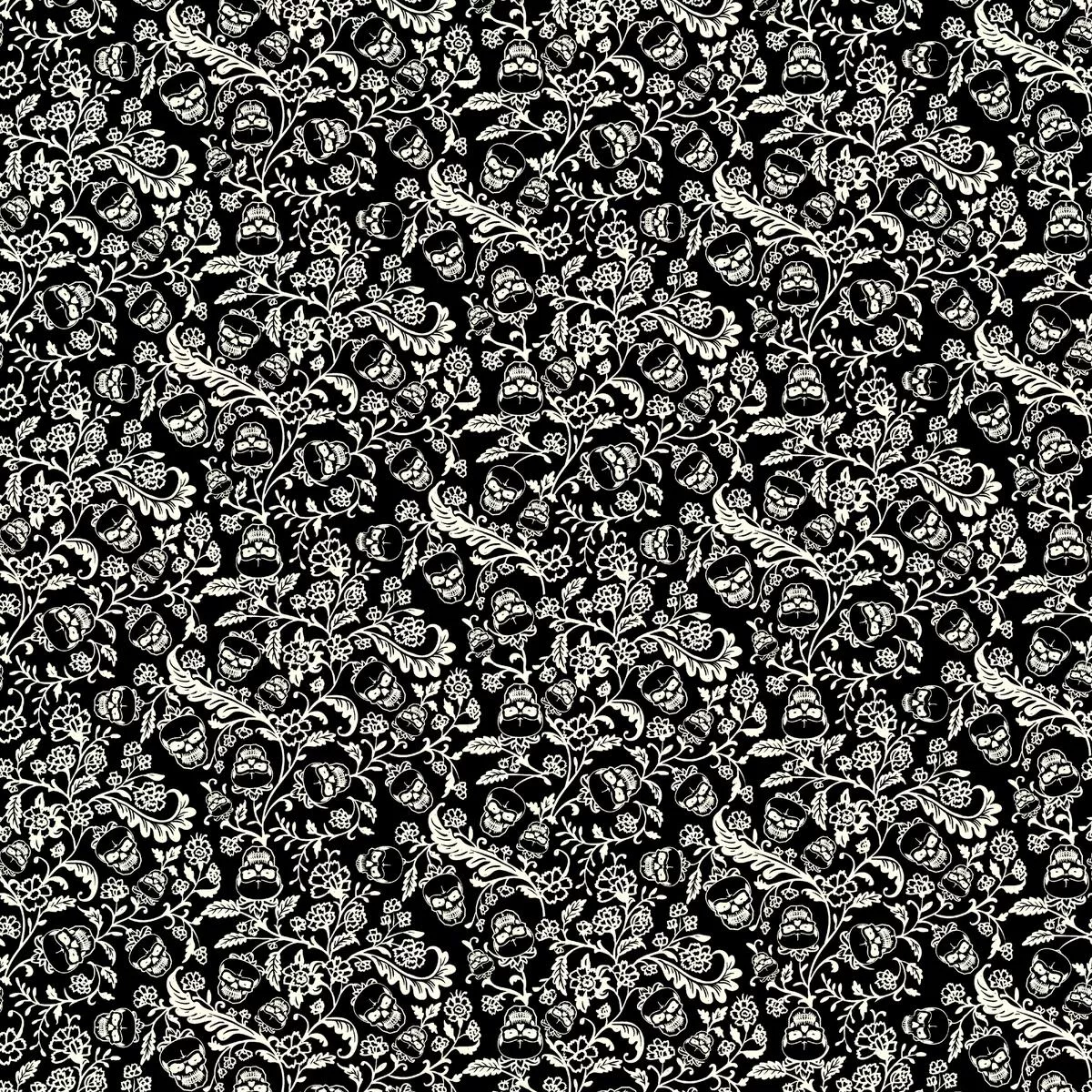 Kate Ward Thacker – Florals & Skulls – Black Fabric