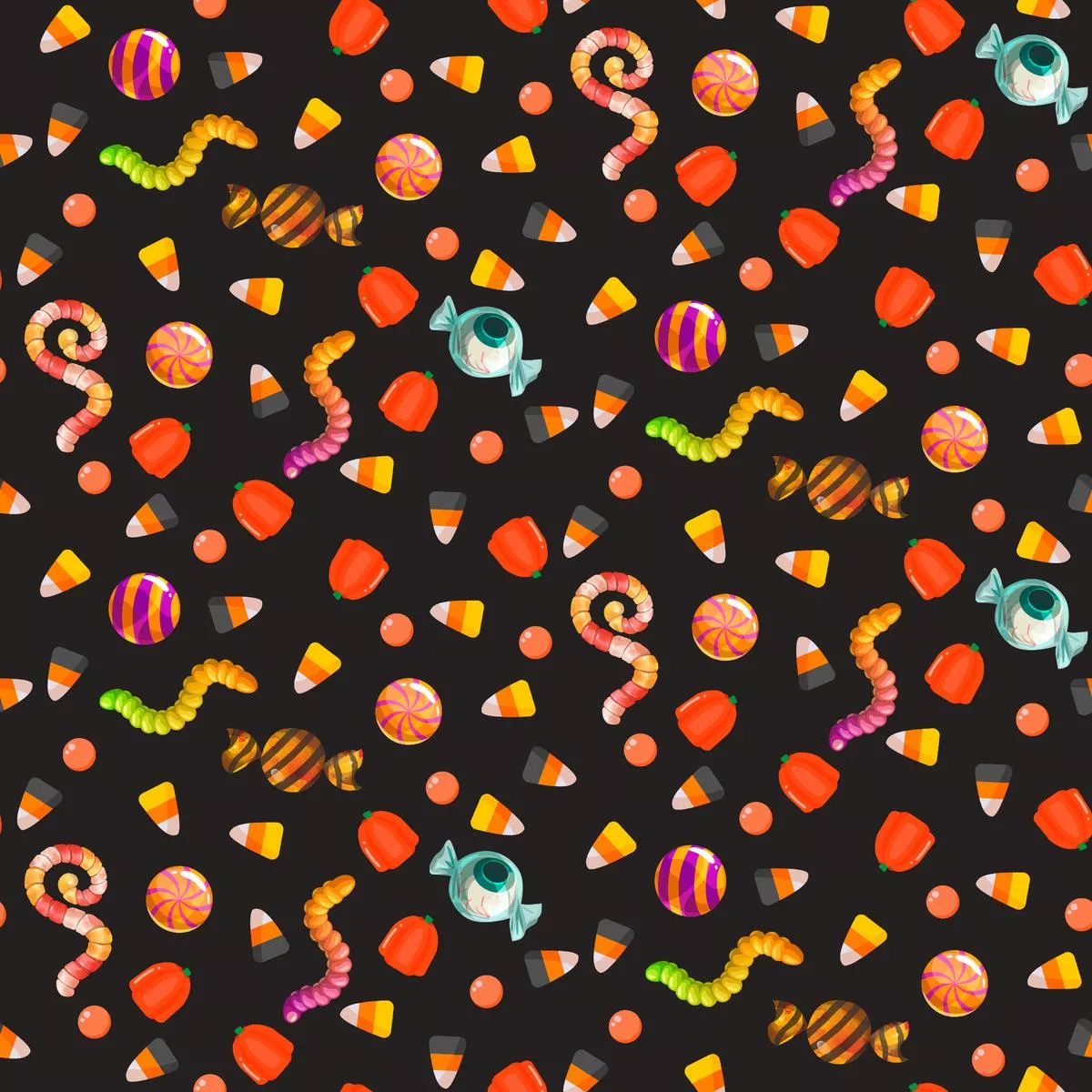 Kate Ward Thacker Halloween Candy on Black Fabric