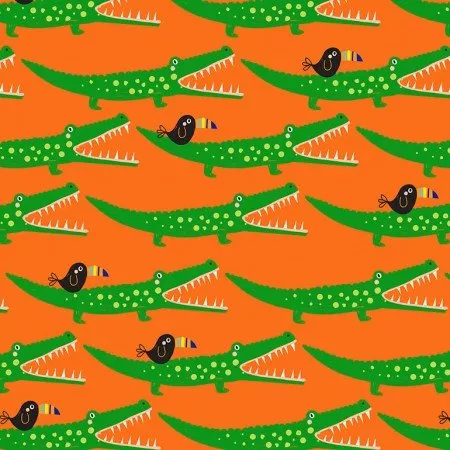 Kidz - Green Gator Orange Yardage