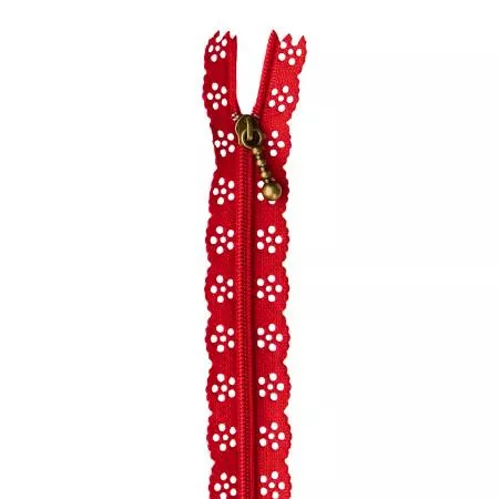 Kimberbellishments 14in Lace Zipper/Ruby (Kimberbell)