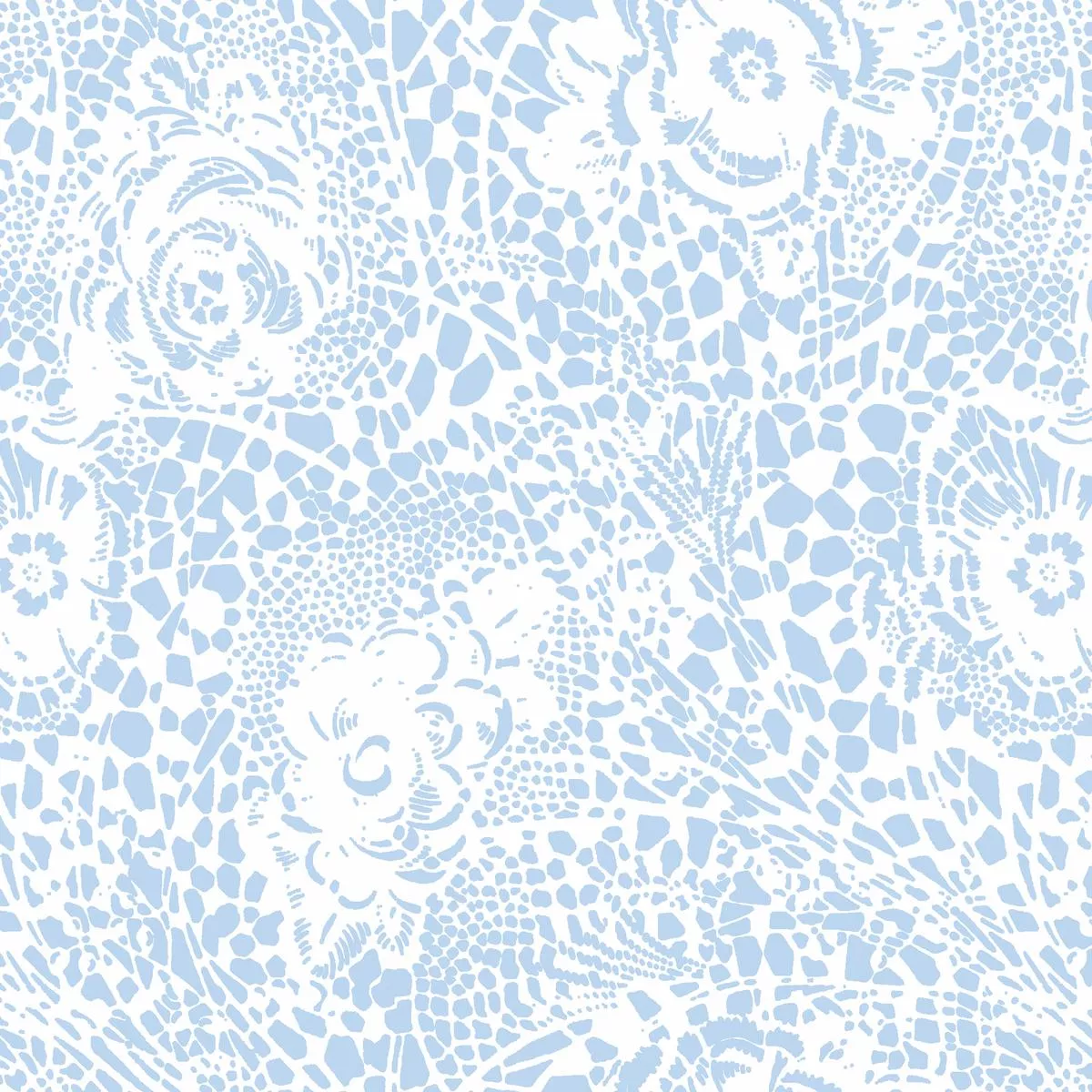 Lace Meadow on Blue Fabric