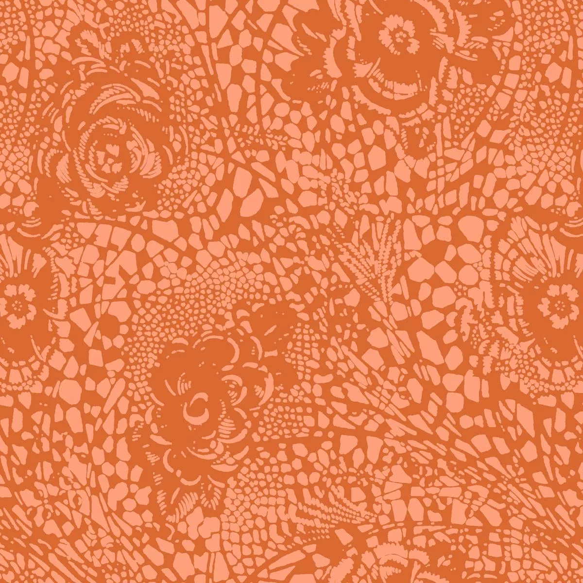 Lace Meadow on Orange Fabric